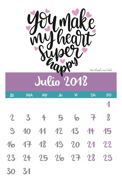 Calendarios de julio , descarga gratuita