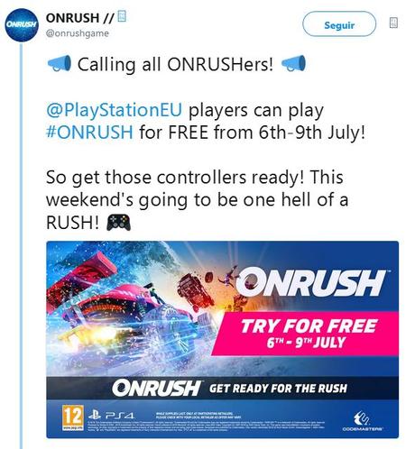 OnRush será gratuito este fin de semana