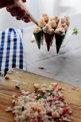 Conos salados de palitos de surimi ( snow crab )