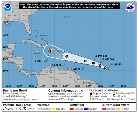 República Dominicana vigila curso peligroso de huracán Beryl.