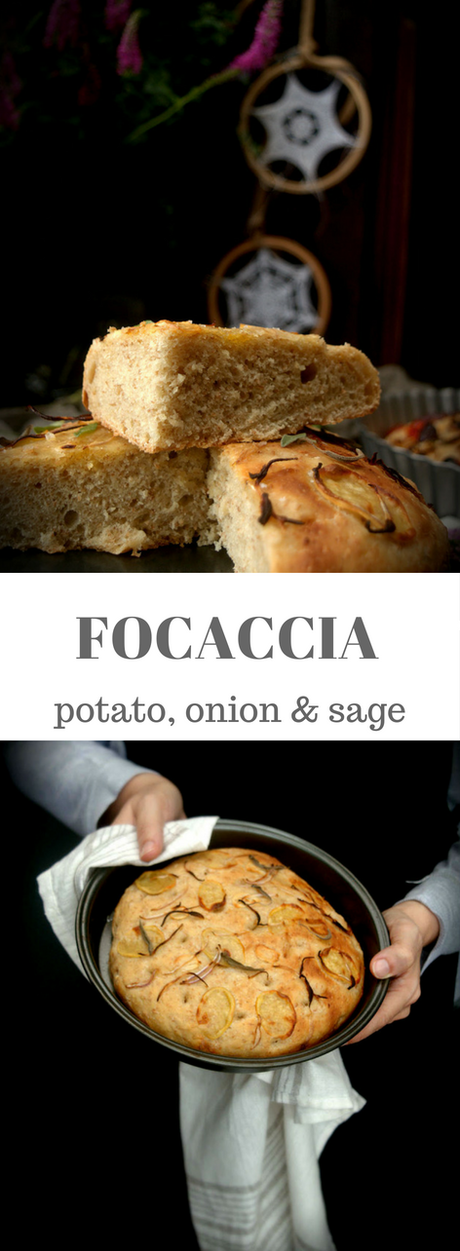 Focaccia de patata, cebolla y salvia con harina integral, una cena diferente Focaccia de patata, cebolla y salvia con harina integral, una cena diferente