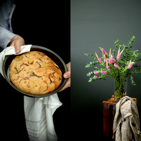 Focaccia de patata, cebolla y salvia con harina integral, una cena diferente Focaccia de patata, cebolla y salvia con harina integral, una cena diferente