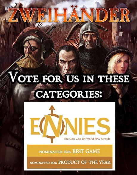 La votación de los ENnies 2018 en marcha (Y apoyando a  Zweihänder RPG)