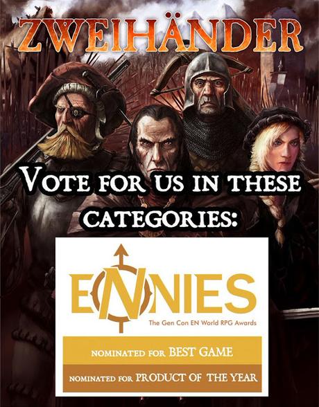 La votación de los ENnies 2018 en marcha (Y apoyando a Zweihänder RPG) La votación de los ENnies 2018 en marcha (Y apoyando a Zweihänder RPG)