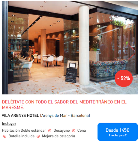 OFERTA TOP SECRET!!! Escapada Maresme con Cena y botella de Cava por 145€.