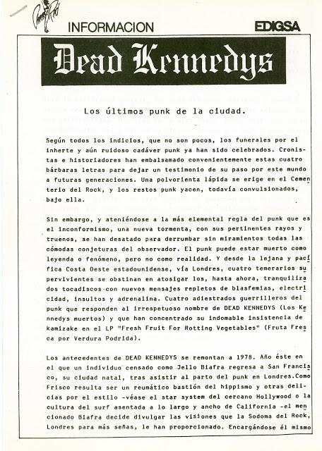 Dead Kennedys - Fresh fruit for rotting vegetables Lp 1980 Dead Kennedys - Fresh fruit for rotting vegetables Lp 1980