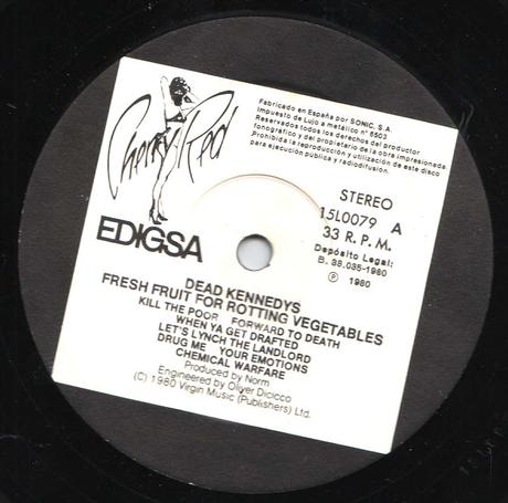 Dead Kennedys - Fresh fruit for rotting vegetables Lp 1980 Dead Kennedys - Fresh fruit for rotting vegetables Lp 1980