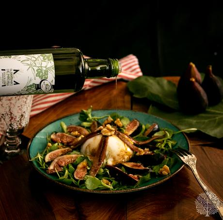 Ensalada de burrata con brevas y anchoas, la ensalada reina del verano
