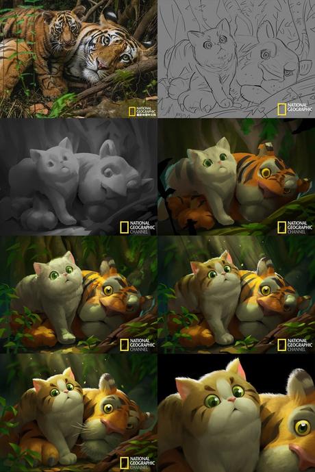 Este artista transforma fotos de animales de National Geographic en adorables ilustraciones