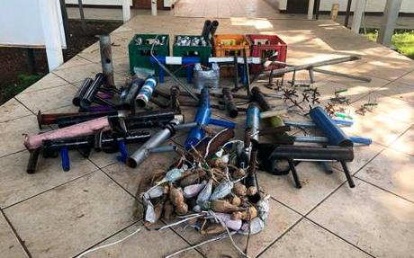 Armas encontradas a los terroristas en la UNAN Managua después de su huida