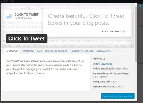 Click to Tweet | Plugins imprescindibles para WordPress | Maria en la red