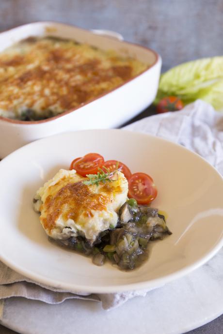 Pastel vegetariano de champiñones con patatas