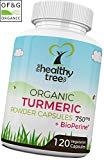 Cápsulas de Cúrcuma Orgánica + Extracto de Pimienta Negra (Piperina) - Alta Resistencia 750mg por Cápsula - Cápsulas de Cúrcumina con Antinflamatorios y Antioxidantes por TheHealthyTree Company