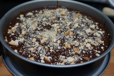 Tarta de flan con galletas y chocolate