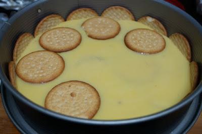 Tarta de flan con galletas y chocolate