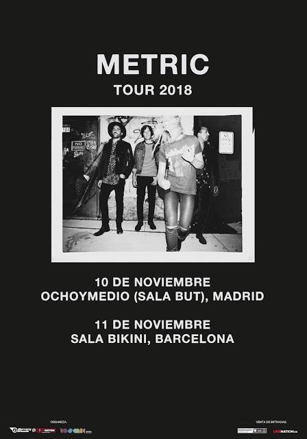 Conciertos de Metric en Madrid y Barcelona en noviembre