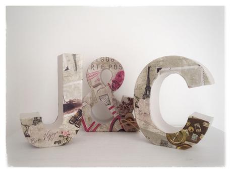 Letras decoradas con decopauge y scrap