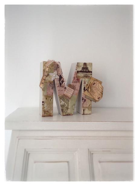 Letras decoradas con decopauge y scrap