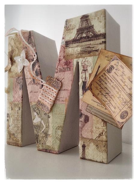 Letras decoradas con decopauge y scrap