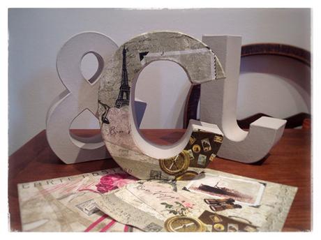 Letras decoradas con decopauge y scrap