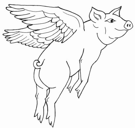 Elegant Flying Pig Coloring Pages