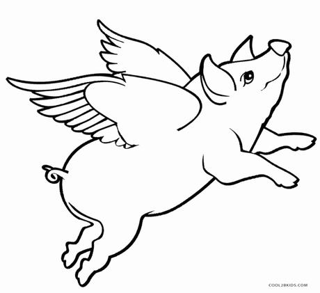 Elegant Flying Pig Coloring Pages