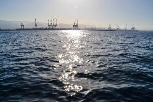 Un atardecer en el puerto de Algeciras.