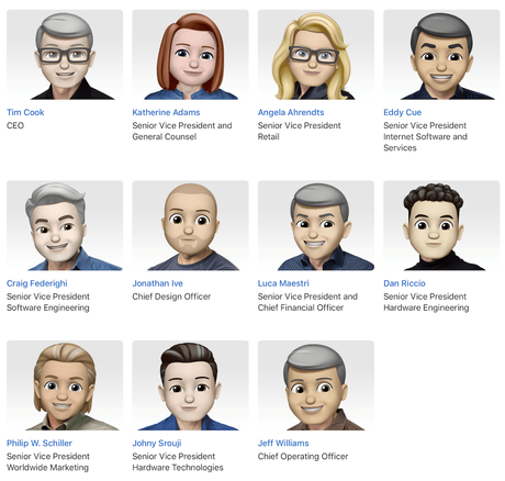 Para celebrar el Día Mundial del Emoji, Apple convirtió a sus directivos en emojis en su página web