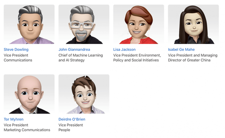 Para celebrar el Día Mundial del Emoji, Apple convirtió a sus directivos en emojis en su página web Para celebrar el Día Mundial del Emoji, Apple convirtió a sus directivos en emojis en su página web