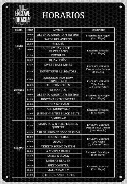 Horarios Enclave de Agua 2018