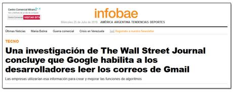 5 medios de comunicación que confirman que los correos de Gmail son leídos y vendidos Una investigación de The Wall Street Journal concluye que Google habilita a los desarrolladores leer los correos de Gmail