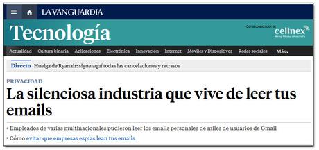 5 medios de comunicación que confirman que los correos de Gmail son leídos y vendidos La silenciosa industria que vive de leer tus emails