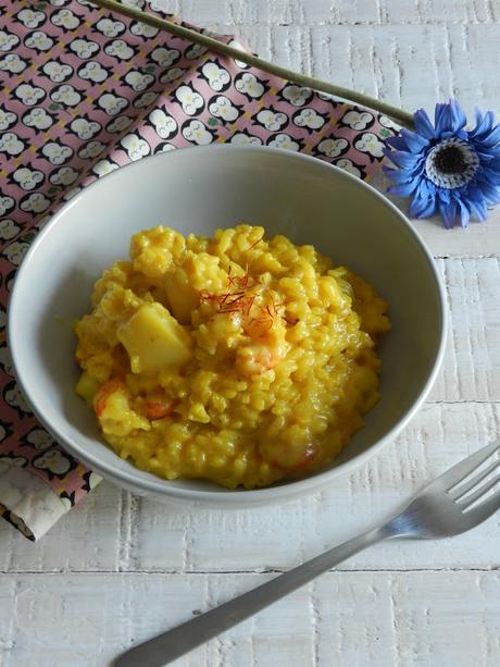 Arroz meloso de sepia y gambas al azafrán