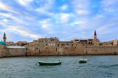 View of the skyline and the fortification of the old city Akko, Israel