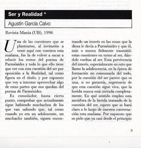 UN TEXTO DE GARCÍA CALVO SOBRE PARMÉNIDES