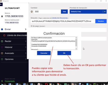 enviar dinero criptomoneda Ultrapoint