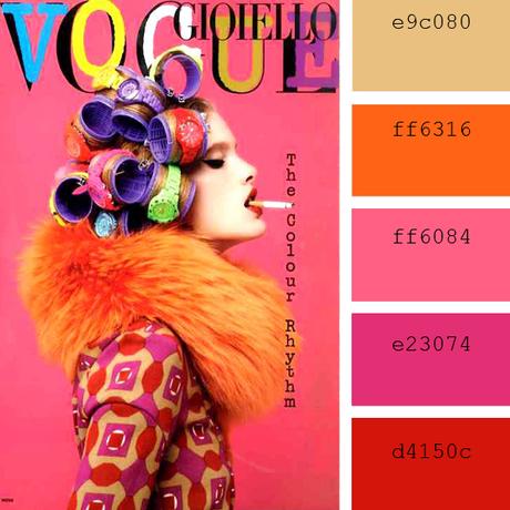 fuchsia, orange and red vogue magazine cover color inspiration