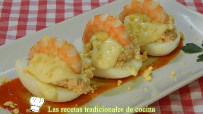 Receta fácil de huevos rellenos de marisco
