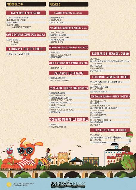 Horarios Festival Sonorama Ribera 2018