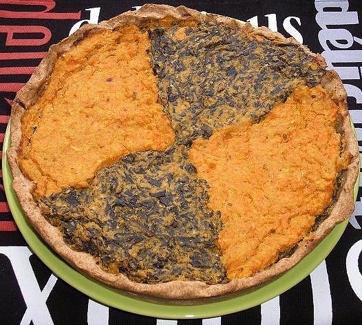 Pastel de espinacas y zanahorias a la naranja