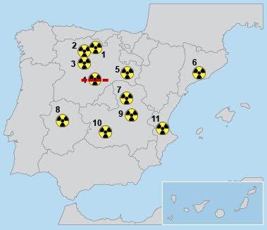 Mapa de los municipios candidatos a albergar el almacén de residuos nucleares