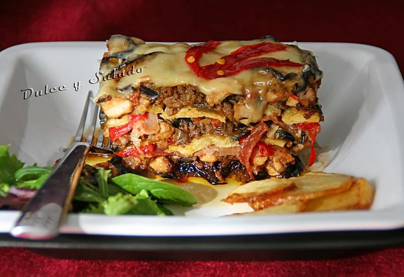 LASAÑA DE BERENJENA CON CARNE, AL CURRY