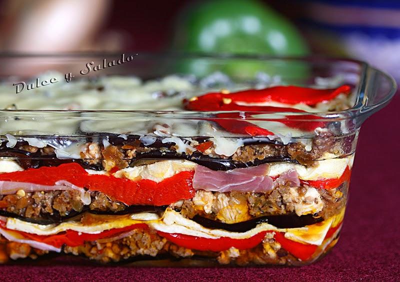 LASAÑA DE BERENJENA CON CARNE, AL CURRY
