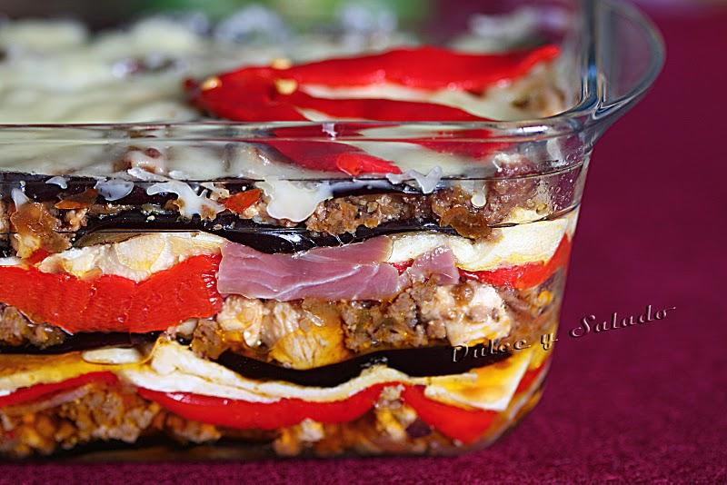 LASAÑA DE BERENJENA CON CARNE, AL CURRY