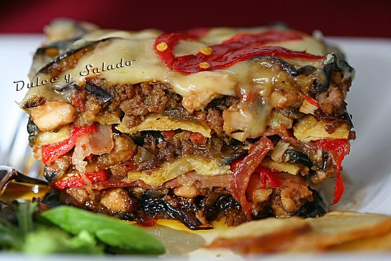 LASAÑA DE BERENJENA CON CARNE, AL CURRY