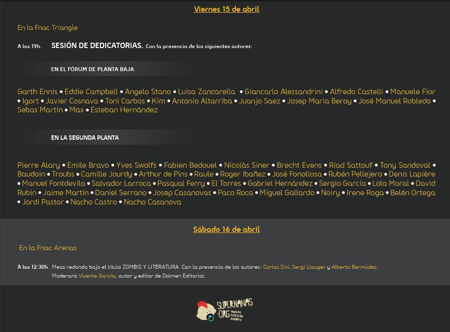 Programación de las VII Jornadas Comiqueras FNAC/SD