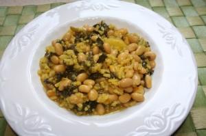 Frijoles de Conil con arroz, acelgas y algas