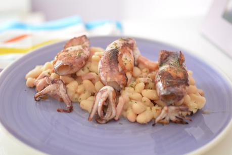 Salteado de judías blancas con chipirones Salteado de judías blancas con chipirones