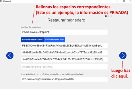 llaves criptomoneda Ultrapoint