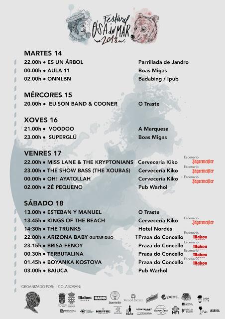 Horarios Festival Osa do Mar 2018 Horarios Festival Osa do Mar 2018